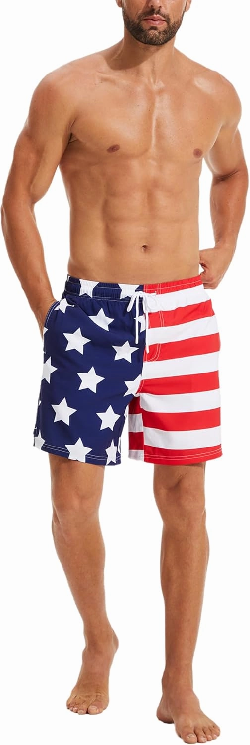 KAIUA SURF Mens Swim Trunks with Compression Liner 7 Inch Inseam Quick Dry Mens Swimming Shorts Bathing Suit