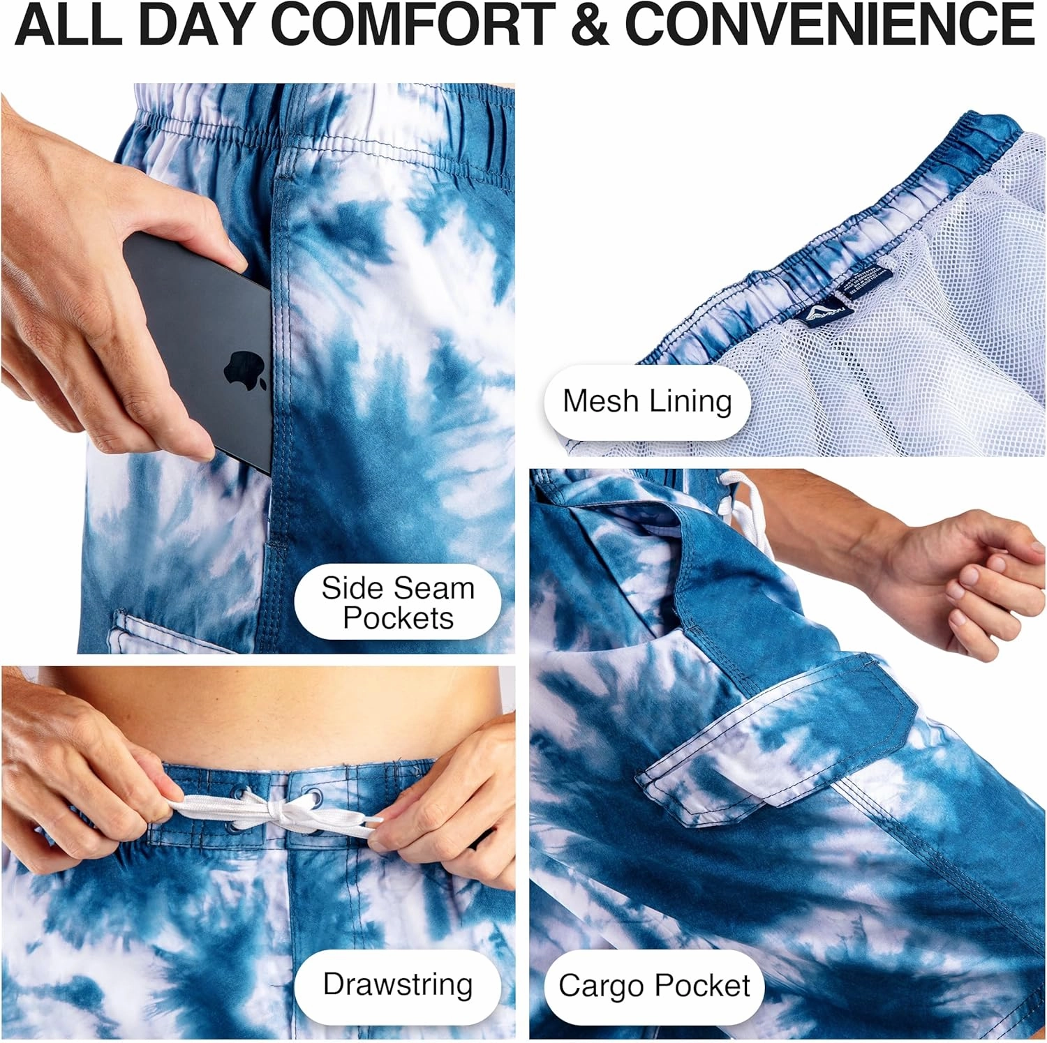 Kanu Surf Bellaire Men's Swim Trunks Quick-Dry Swim Shorts Men, 9" Inseam (Regular & Extended Sizes)