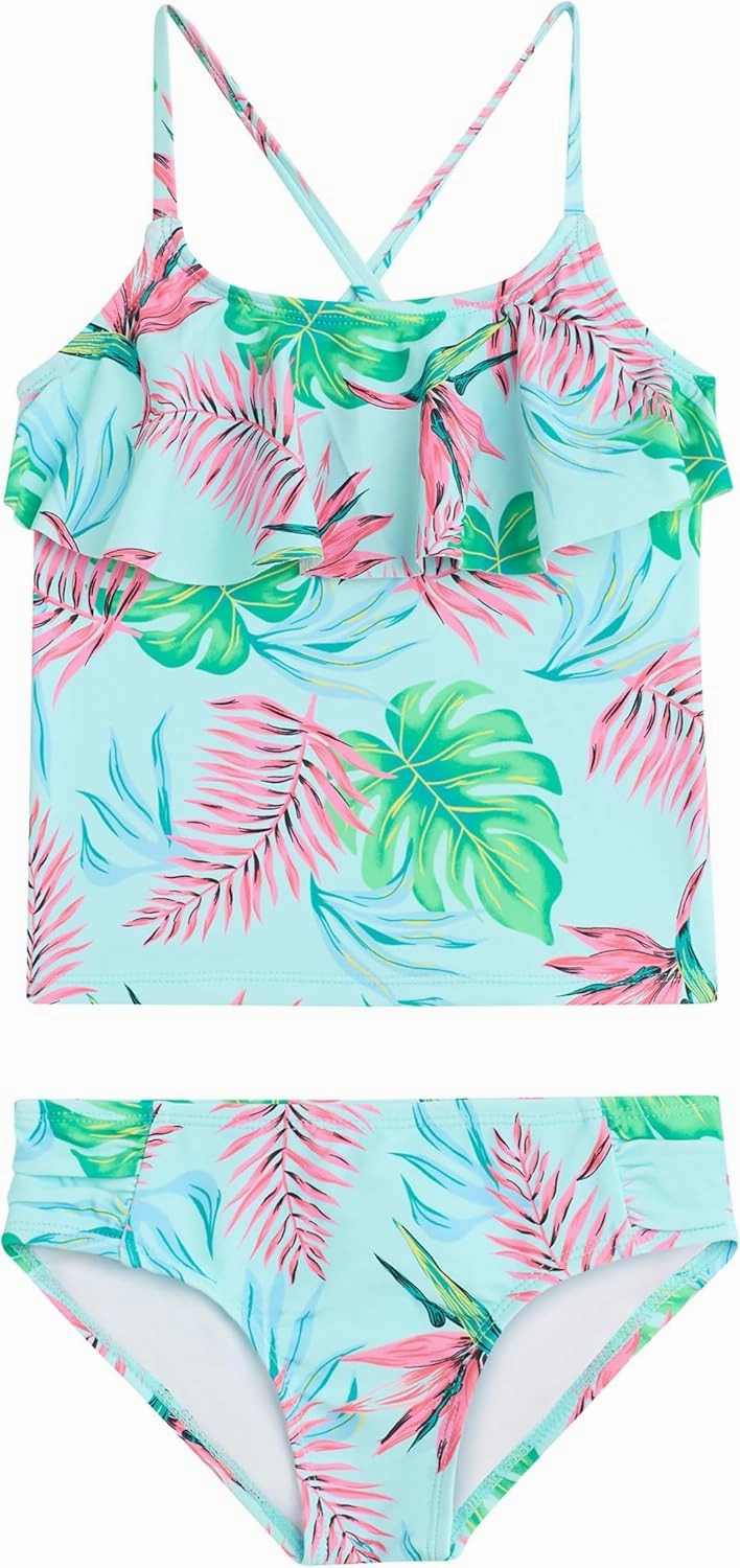 Kanu Surf Girls' Charlotte Flounce Tankini Beach Sport 2-Piece Swimsuit