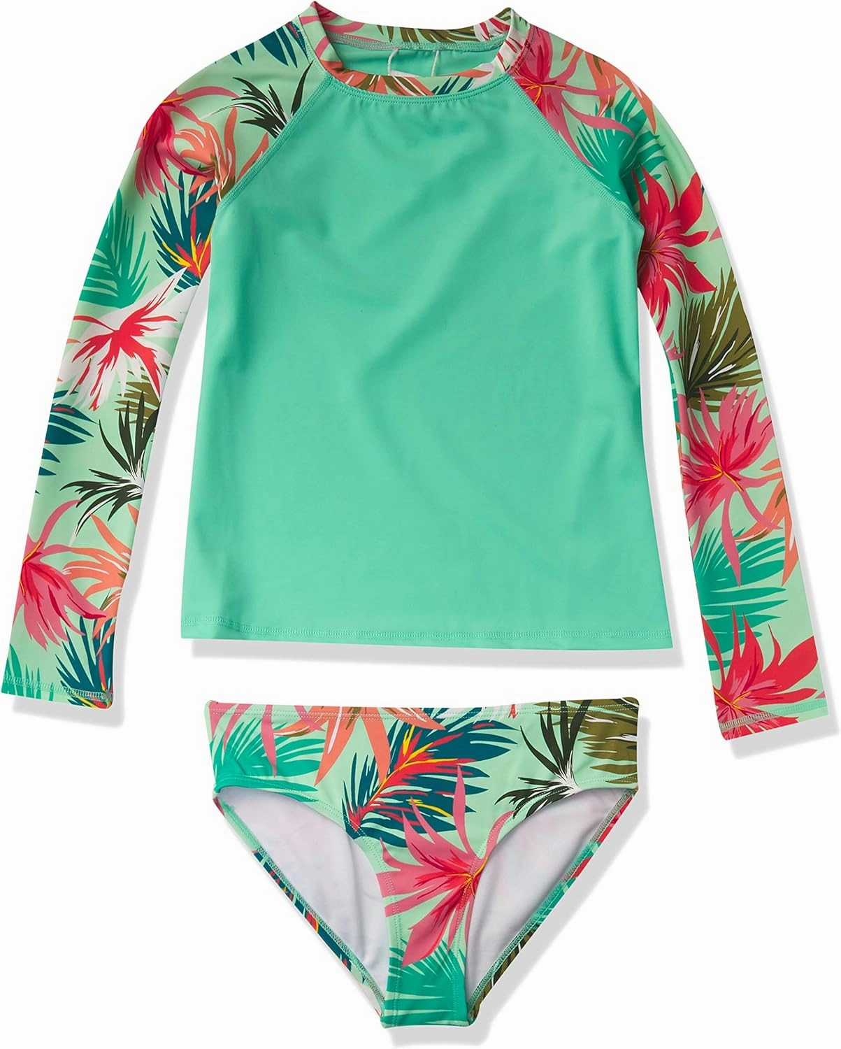 Kanu Surf Girls' Gigi Long Sleeve Rash Guard UPF 50 2-Piece Swim Set