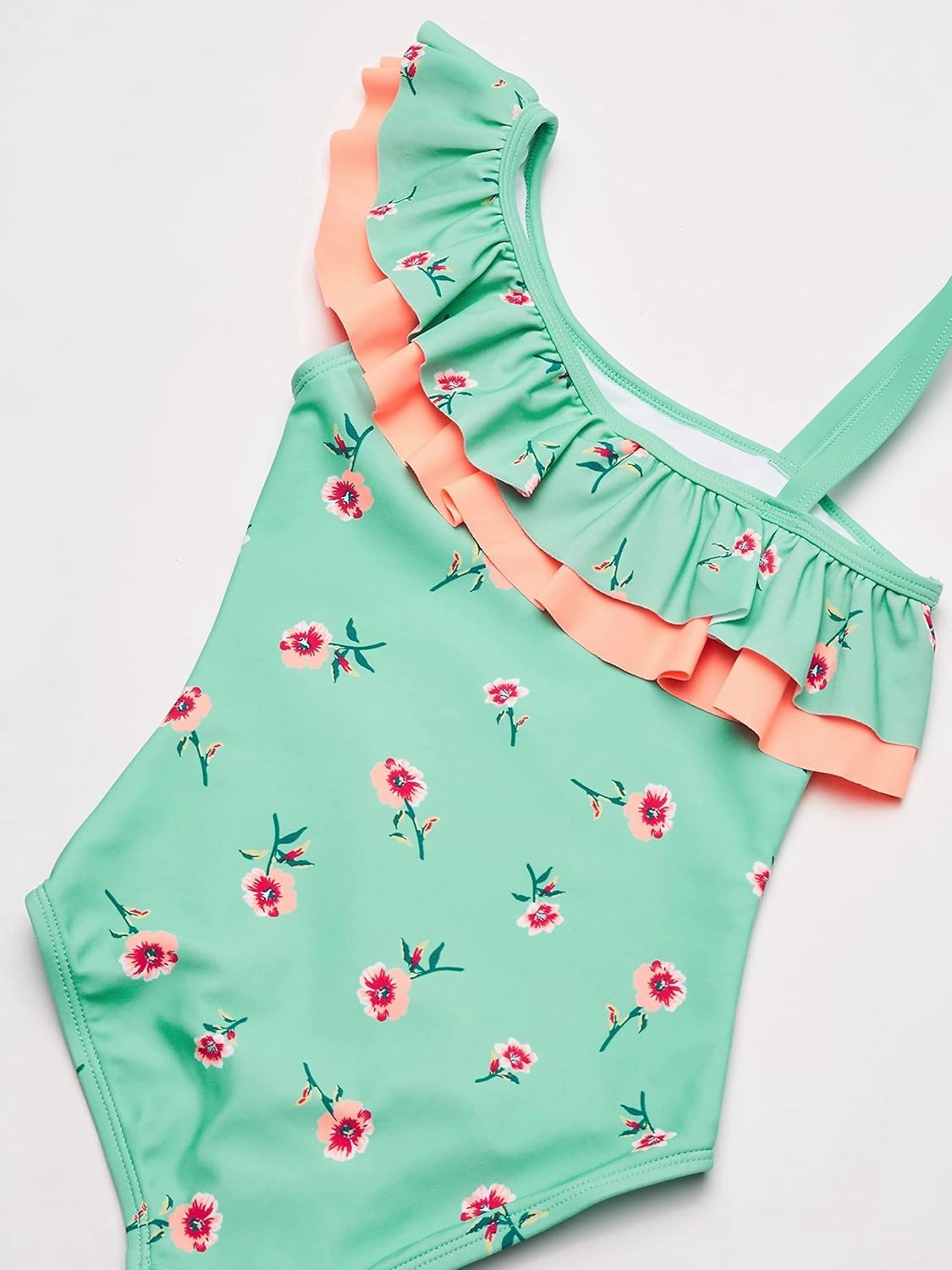 Kanu Surf Girls' Morgan Floral Ruffle 1-Shoulder one Piece Swimsuit