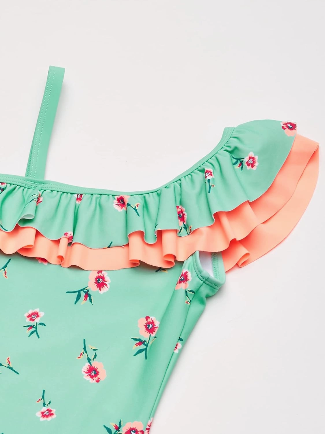 Kanu Surf Girls' Morgan Floral Ruffle 1-Shoulder one Piece Swimsuit