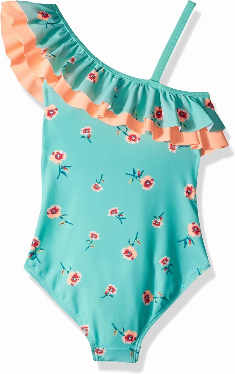 Kanu Surf Girls' Morgan Floral Ruffle 1-Shoulder one Piece Swimsuit