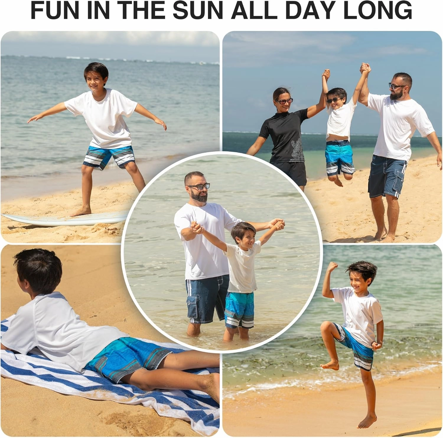 Kanu Surf Line Up Boys Swim Trunks with UPF 50  Sun Protection - Quick Dry Boys Swimsuit