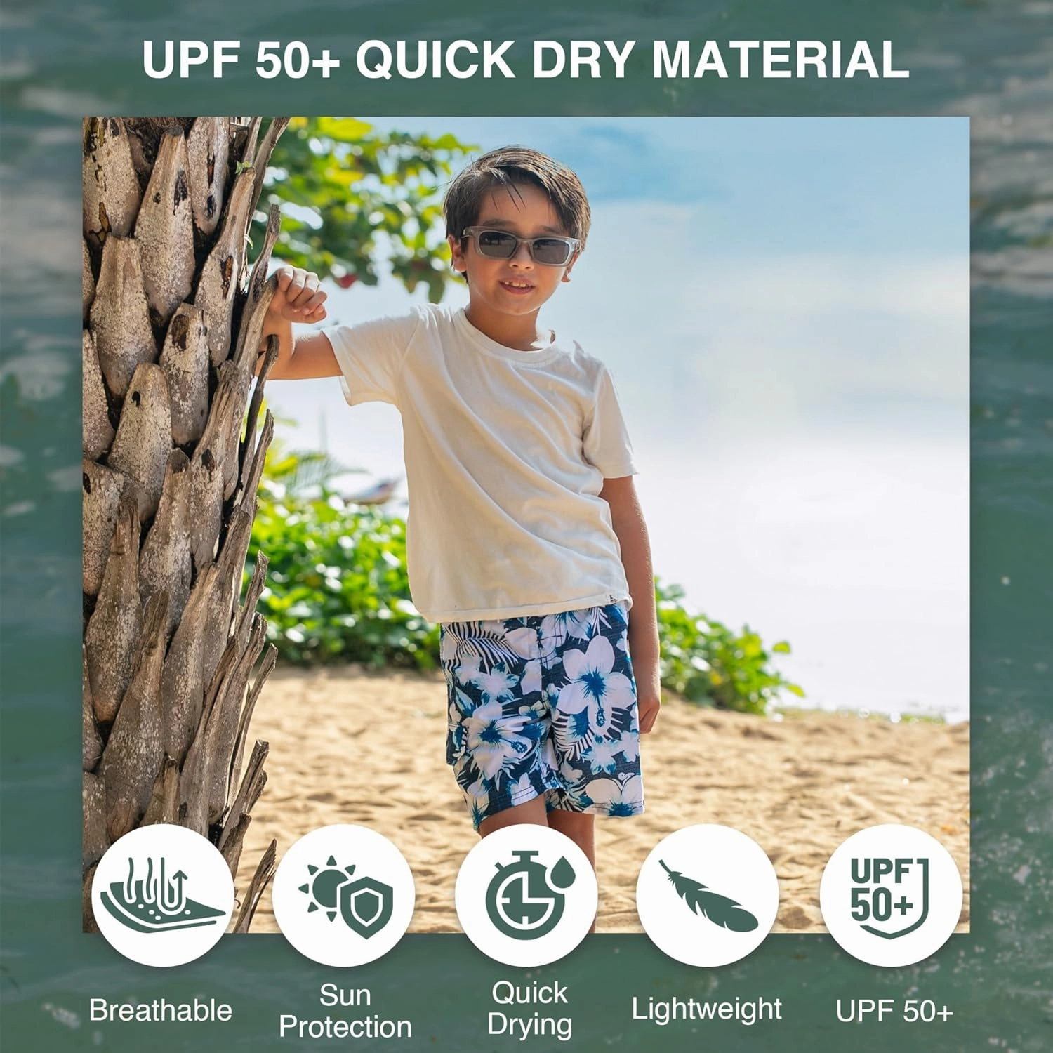 Kanu Surf Line Up Boys Swim Trunks with UPF 50  Sun Protection - Quick Dry Boys Swimsuit