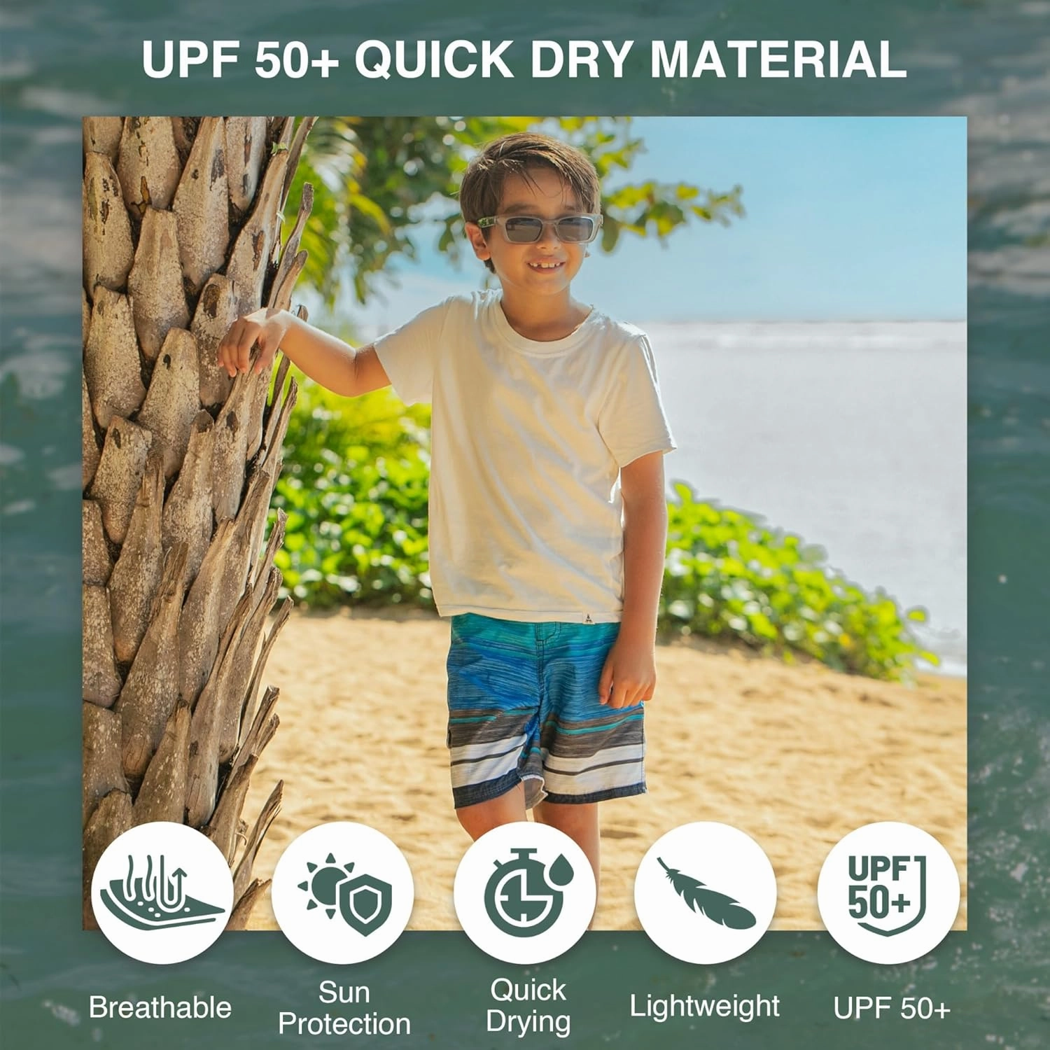 Kanu Surf Line Up Boys Swim Trunks with UPF 50  Sun Protection - Quick Dry Boys Swimsuit