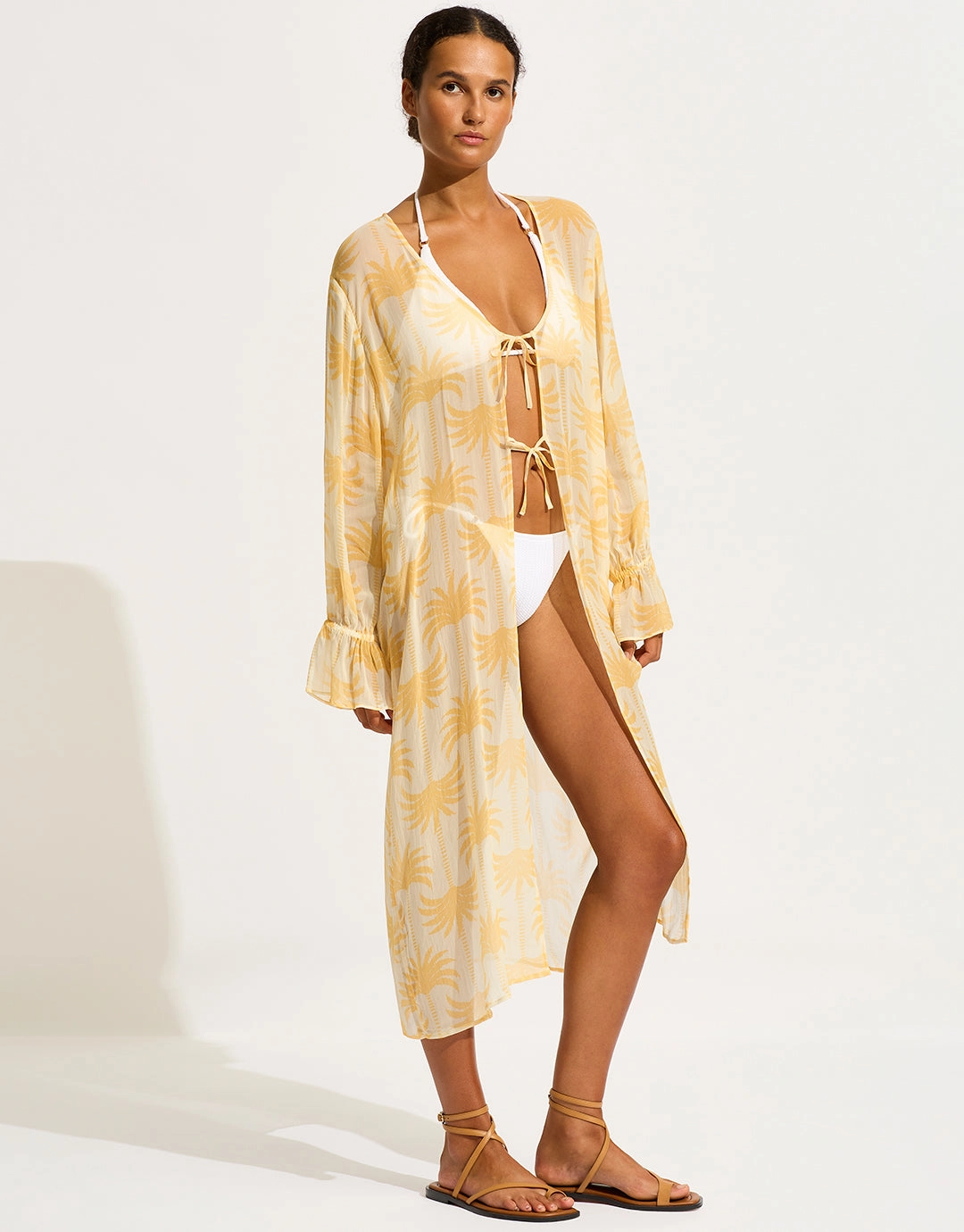 Kasbah Tie Front Cover Up - Ecru