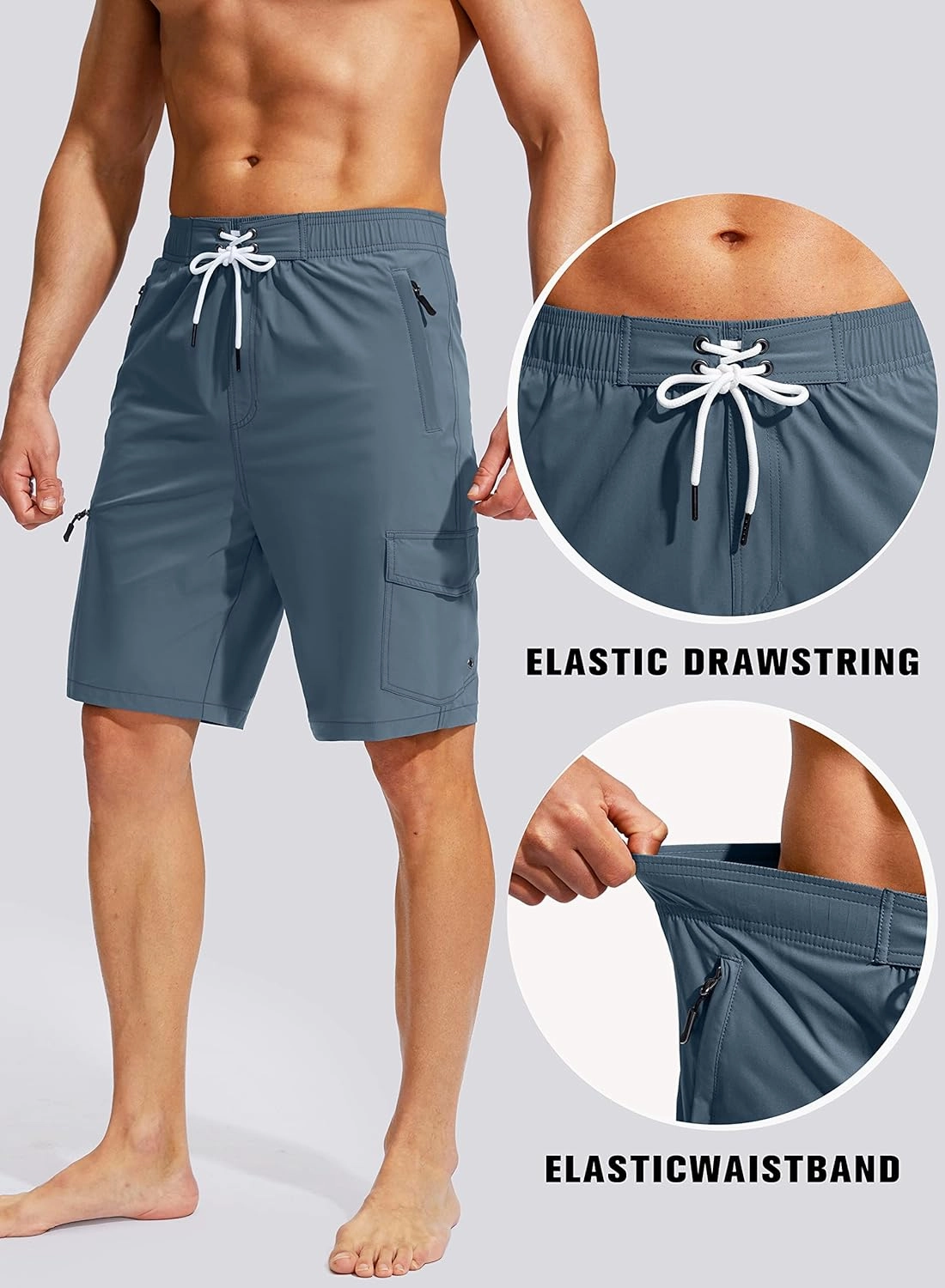 Kayrth Men's Swim Trunks Quick Dry Board Shorts with 5 Pockets Swimsuit Swimwear for Men - No Mesh Liner