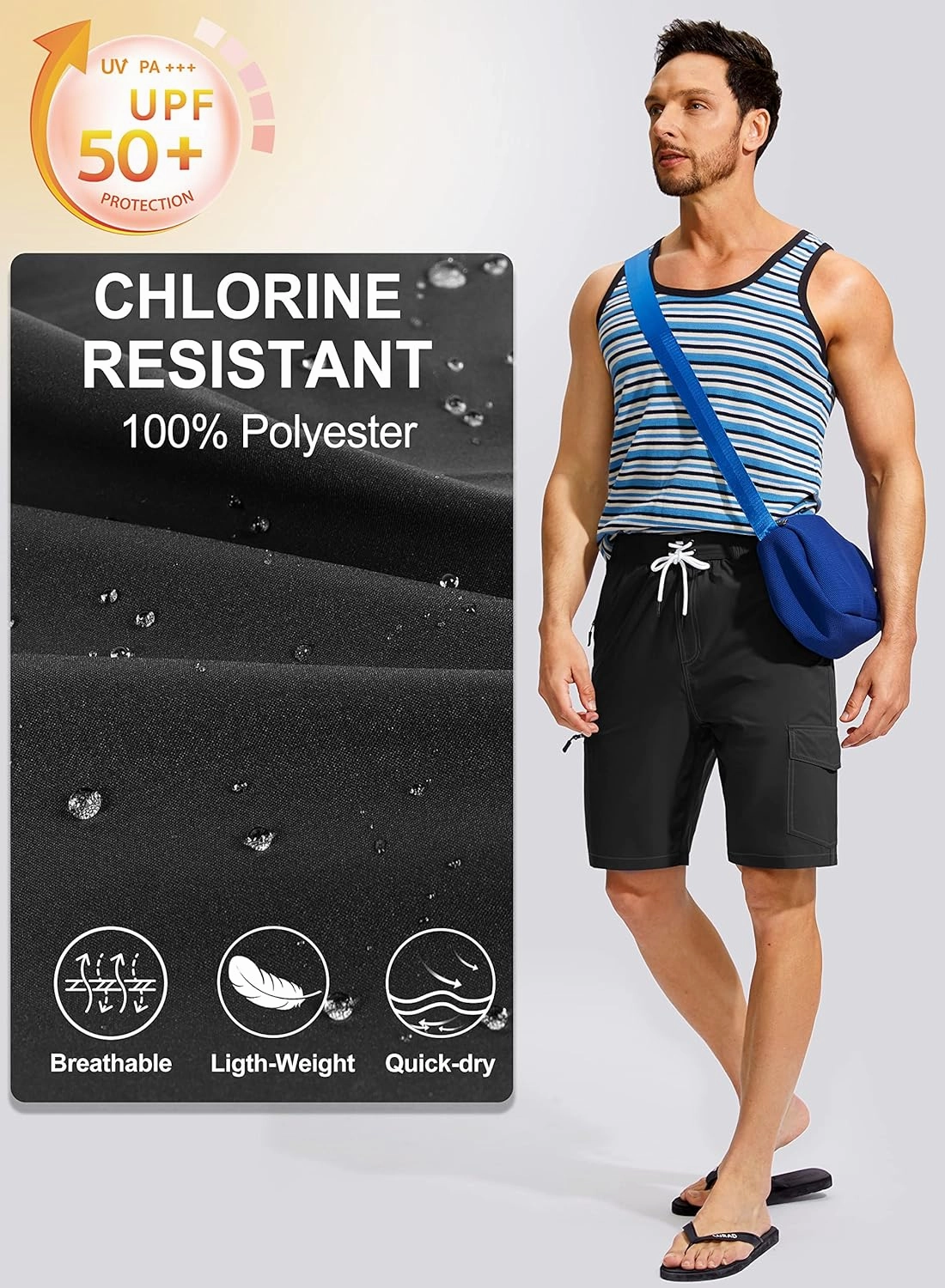 Kayrth Men's Swim Trunks Quick Dry Board Shorts with 5 Pockets Swimsuit Swimwear for Men - No Mesh Liner