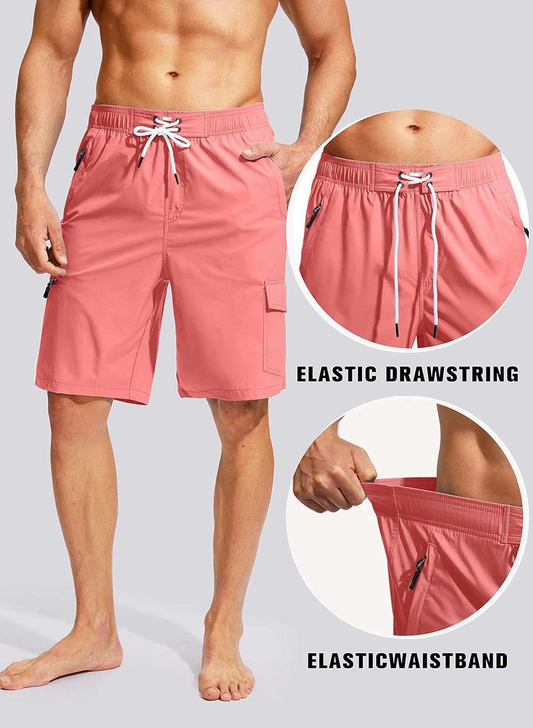 Kayrth Men's Swim Trunks Quick Dry Board Shorts with 5 Pockets Swimsuit Swimwear for Men - No Mesh Liner