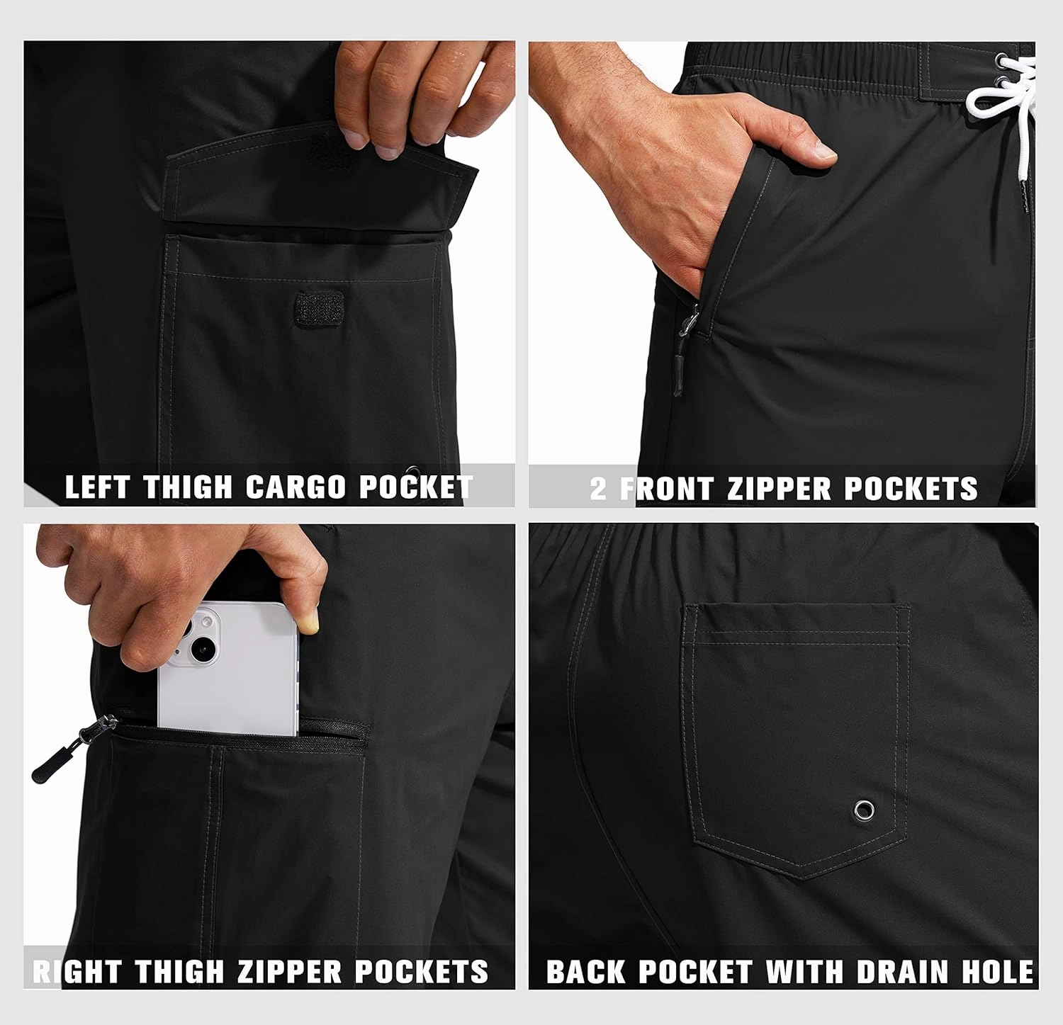 Kayrth Men's Swim Trunks Quick Dry Board Shorts with 5 Pockets Swimsuit Swimwear for Men - No Mesh Liner