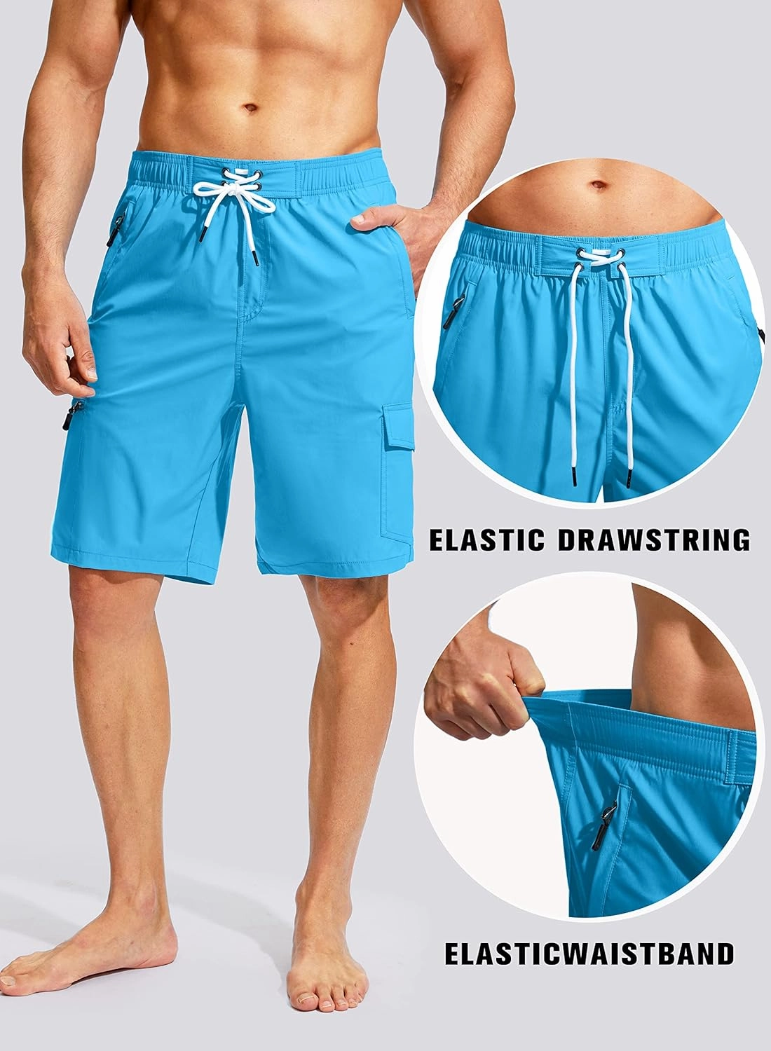 Kayrth Men's Swim Trunks Quick Dry Board Shorts with 5 Pockets Swimsuit Swimwear for Men - No Mesh Liner