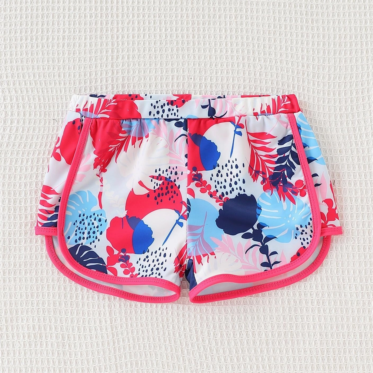 Kid Girl Swimsuit Bikini Set 2PC Bathing Suit for Girls, Tropical Girls' Full Coverage Swimwear Shorts Set
