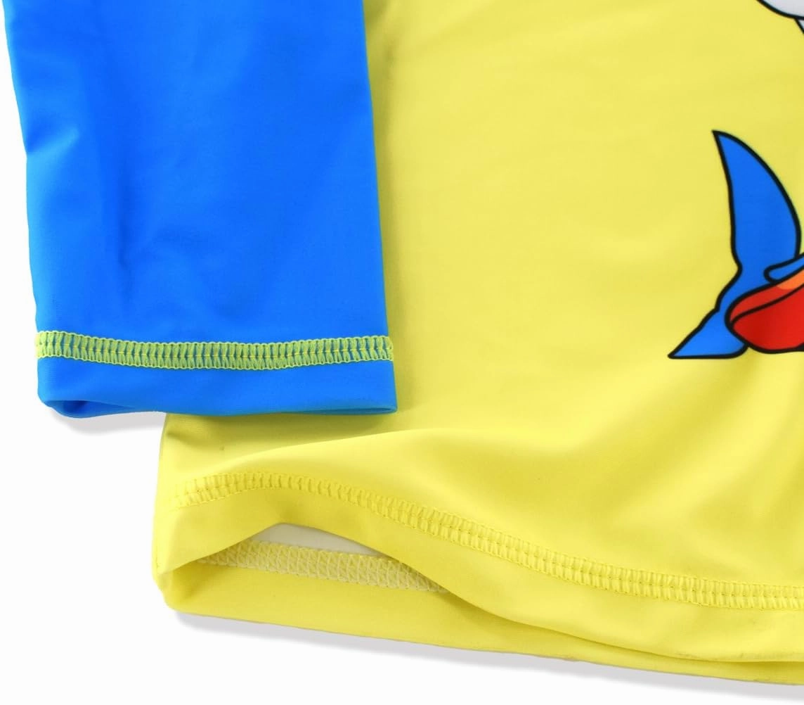 Kids Short Sleeve Sunsuit Swimwear Boys Two Piece Rash-Guard-Sets Dinosaur Pattern
