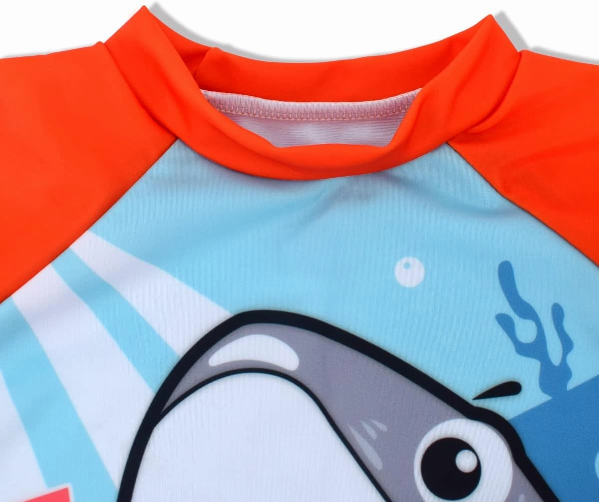 Kids Short Sleeve Sunsuit Swimwear Boys Two Piece Rash-Guard-Sets Dinosaur Pattern