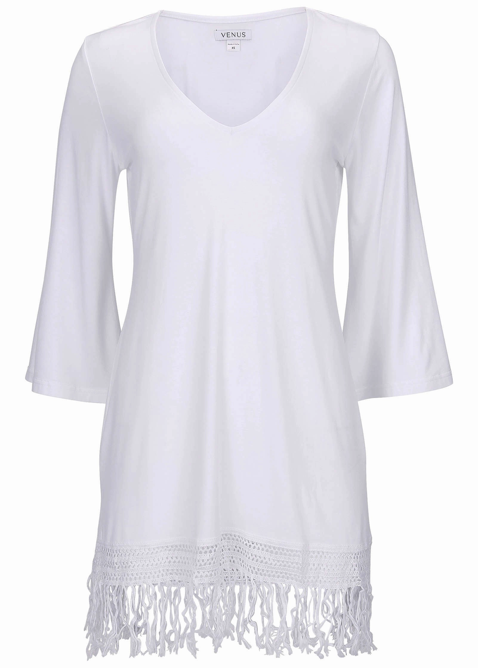 Knit Tunic Cover-Up Dress - White