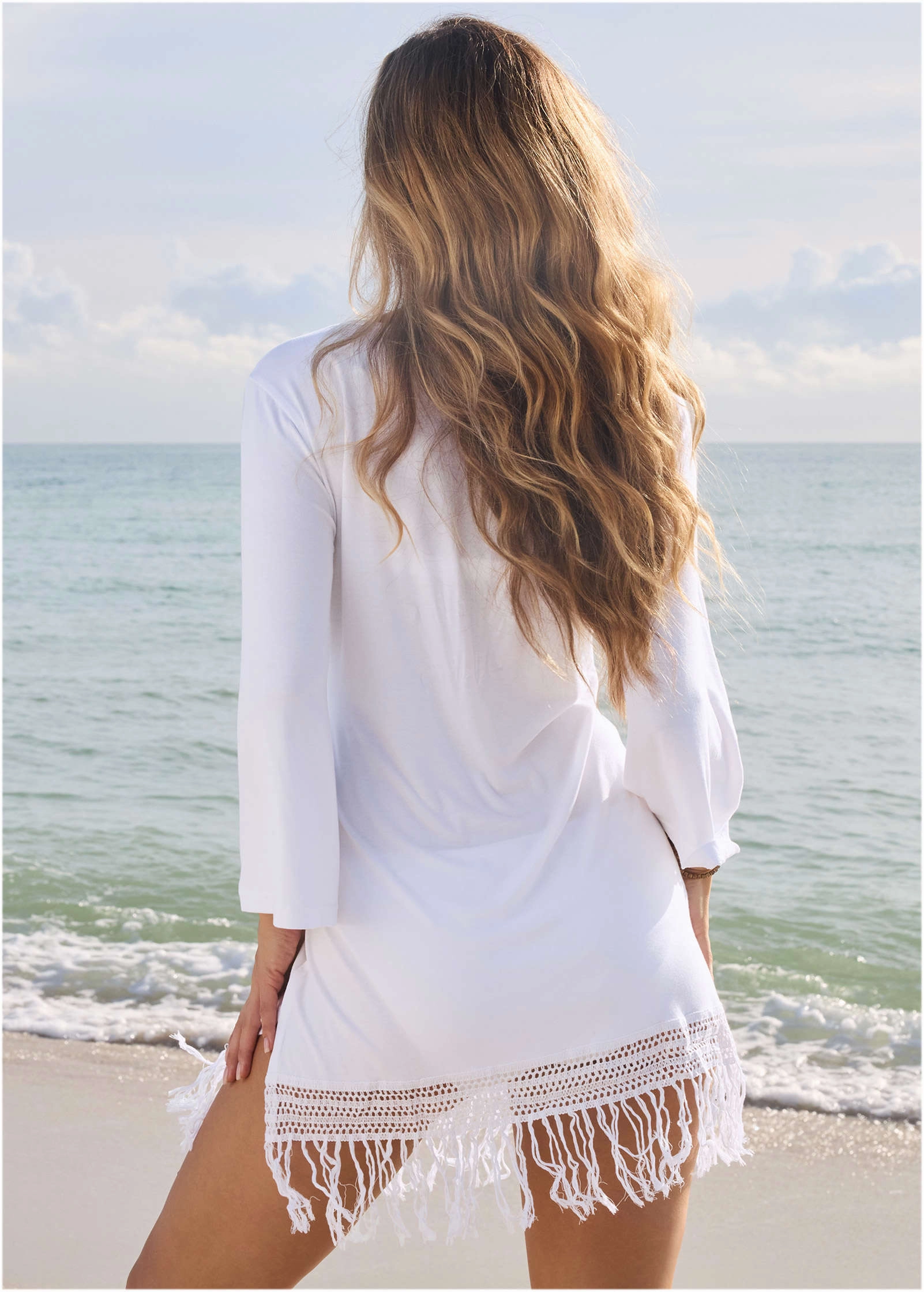 Knit Tunic Cover-Up Dress - White