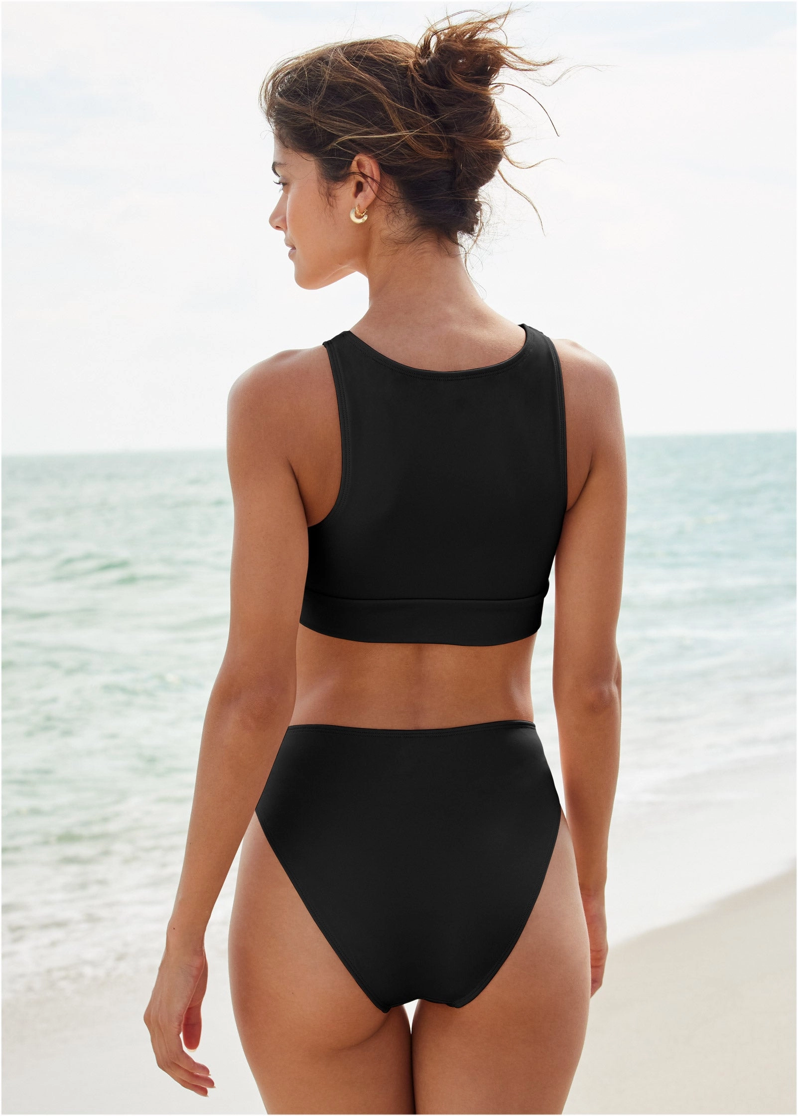 Knot High-Neck Top - Black Beauty