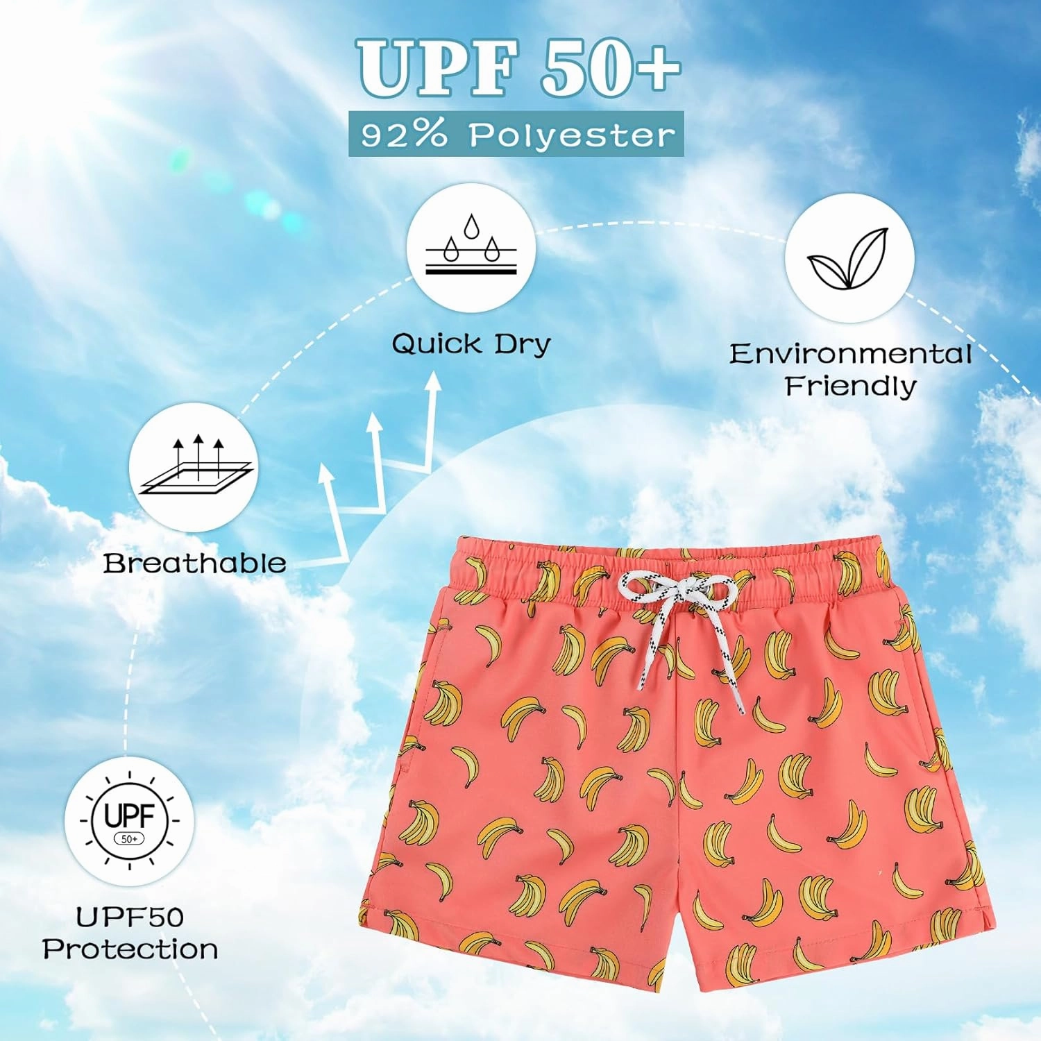 Komorebi Boys Swim Trunks with Compression Liner Swim Shorts Kids Quick Dry UPF 50  Bathing Suit Boys' Swimwear 8-16T