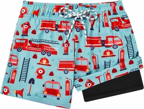 Komorebi Boys Swim Trunks with Compression Liner Swim Shorts Kids Quick Dry UPF 50  Bathing Suit Boys' Swimwear 8-16T