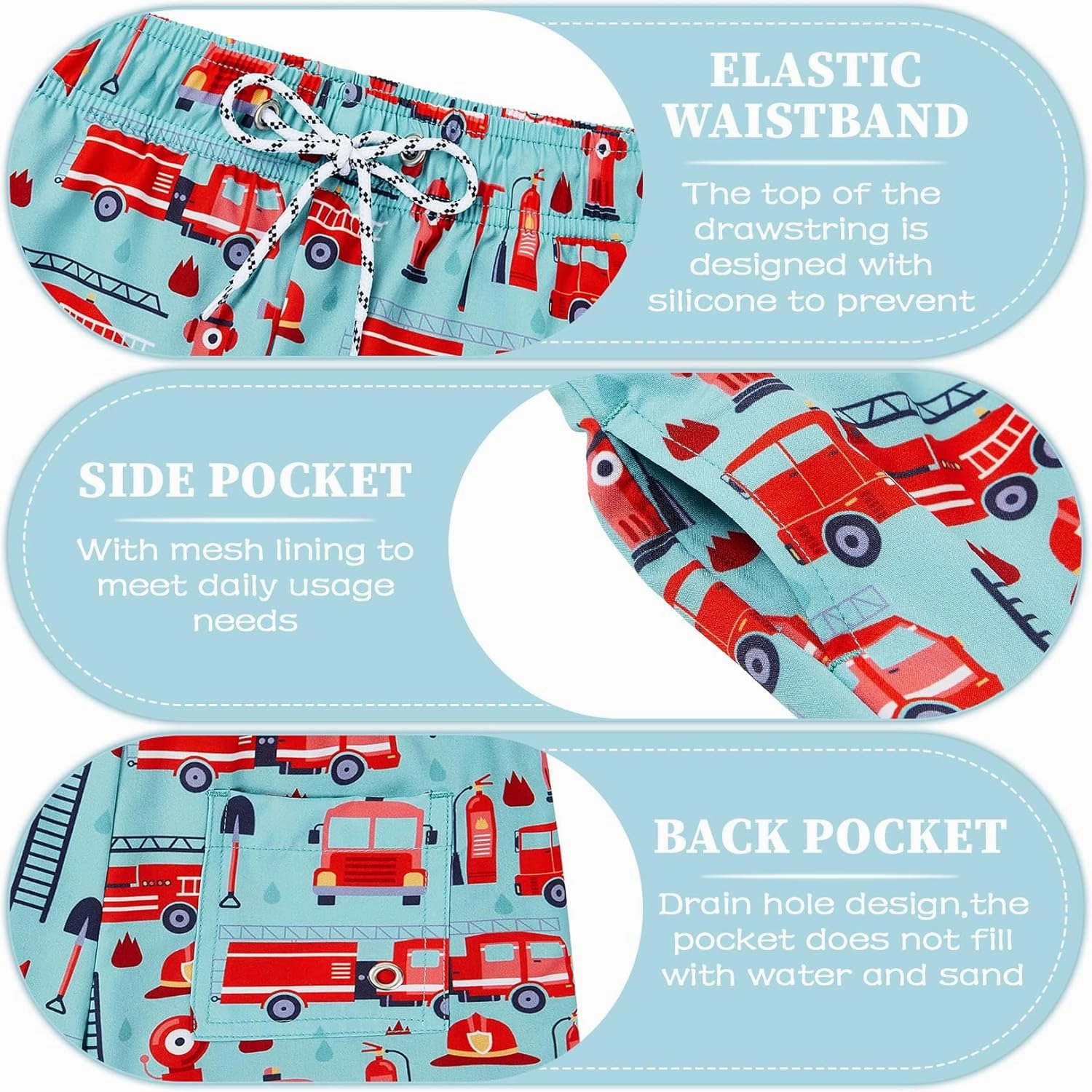 Komorebi Boys Swim Trunks with Compression Liner Swim Shorts Kids Quick Dry UPF 50  Bathing Suit Boys' Swimwear 8-16T