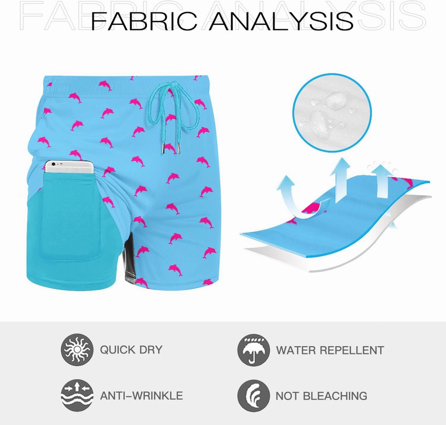 KSLIDS Mens Swim Trunks with Compression Liner 2-in-1 Swimming Shorts 5 inch Inseam Quick Dry Beach Board Shorts