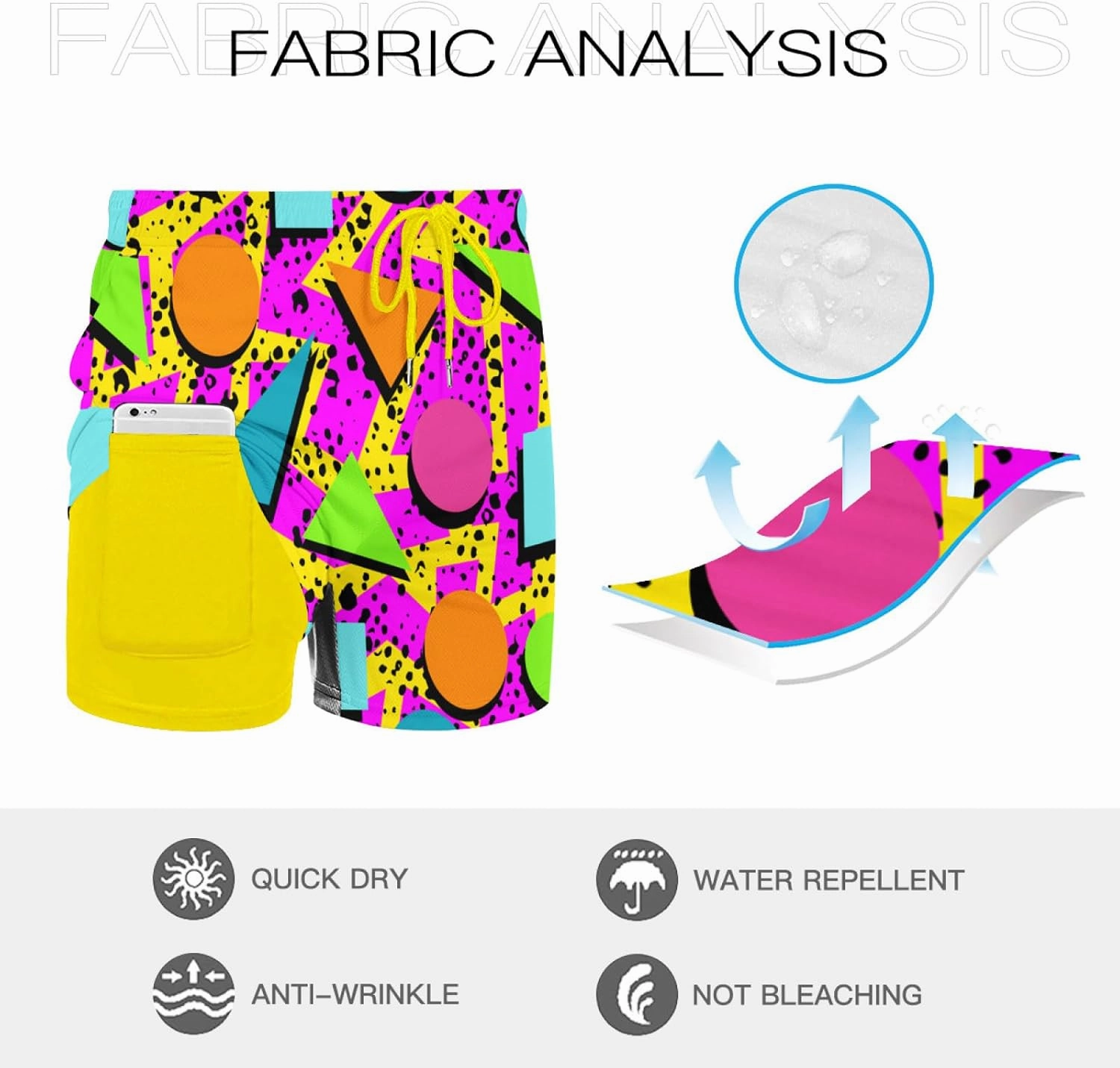 KSLIDS Mens Swim Trunks with Compression Liner 2-in-1 Swimming Shorts 5 inch Inseam Quick Dry Beach Board Shorts