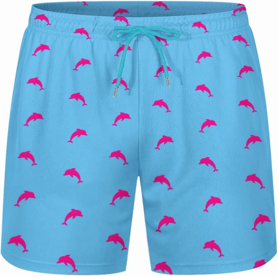 KSLIDS Mens Swim Trunks with Compression Liner 2-in-1 Swimming Shorts 5 inch Inseam Quick Dry Beach Board Shorts