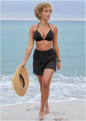 Lace Cover-Up Short - Black