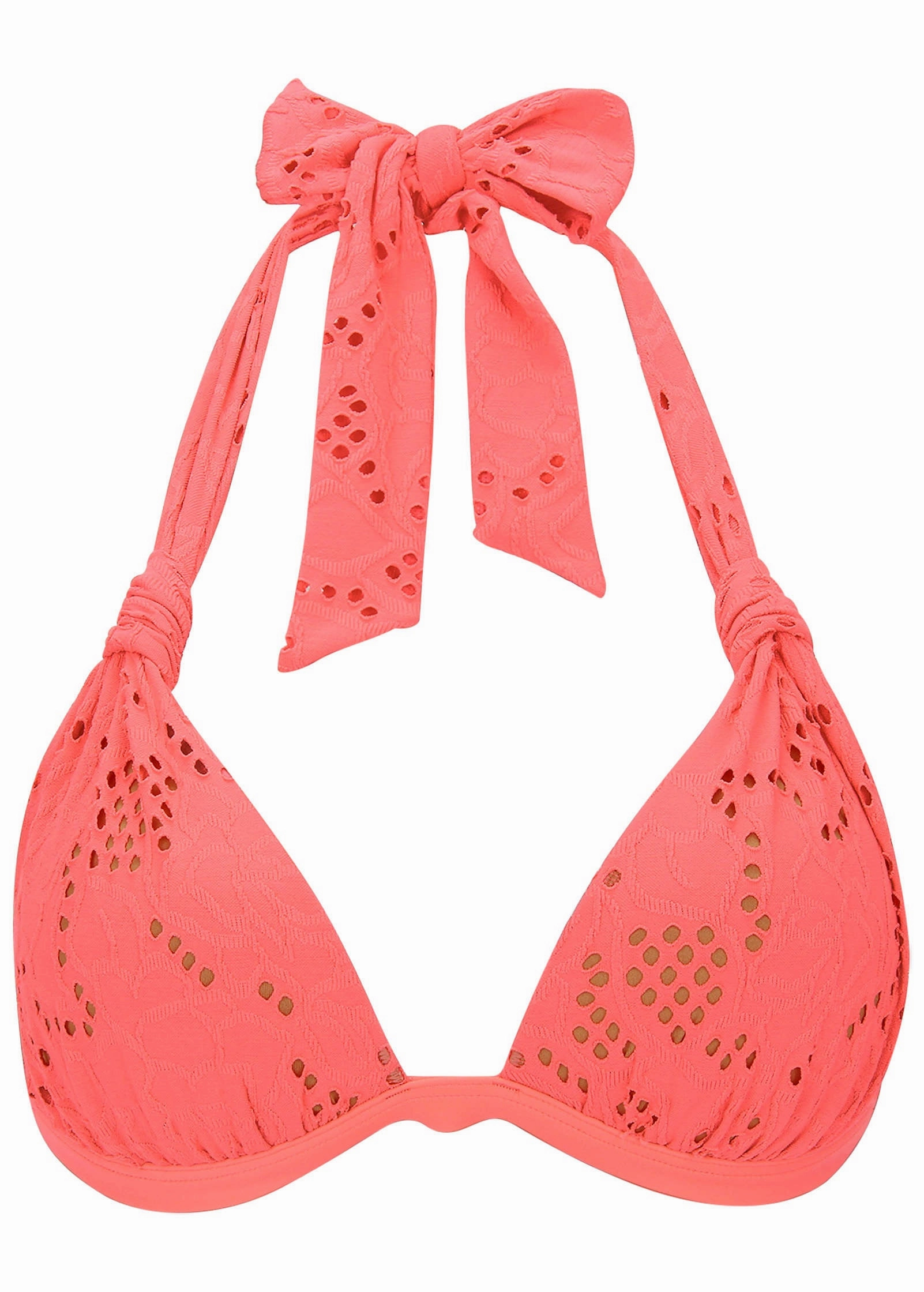 Lace Goddess Push-Up Halter Top - Coral