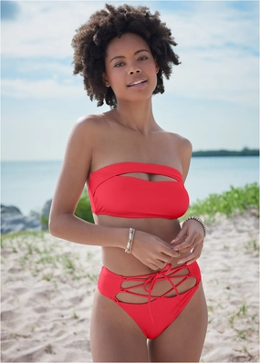 Lace-Up Bottom - Rosey Red