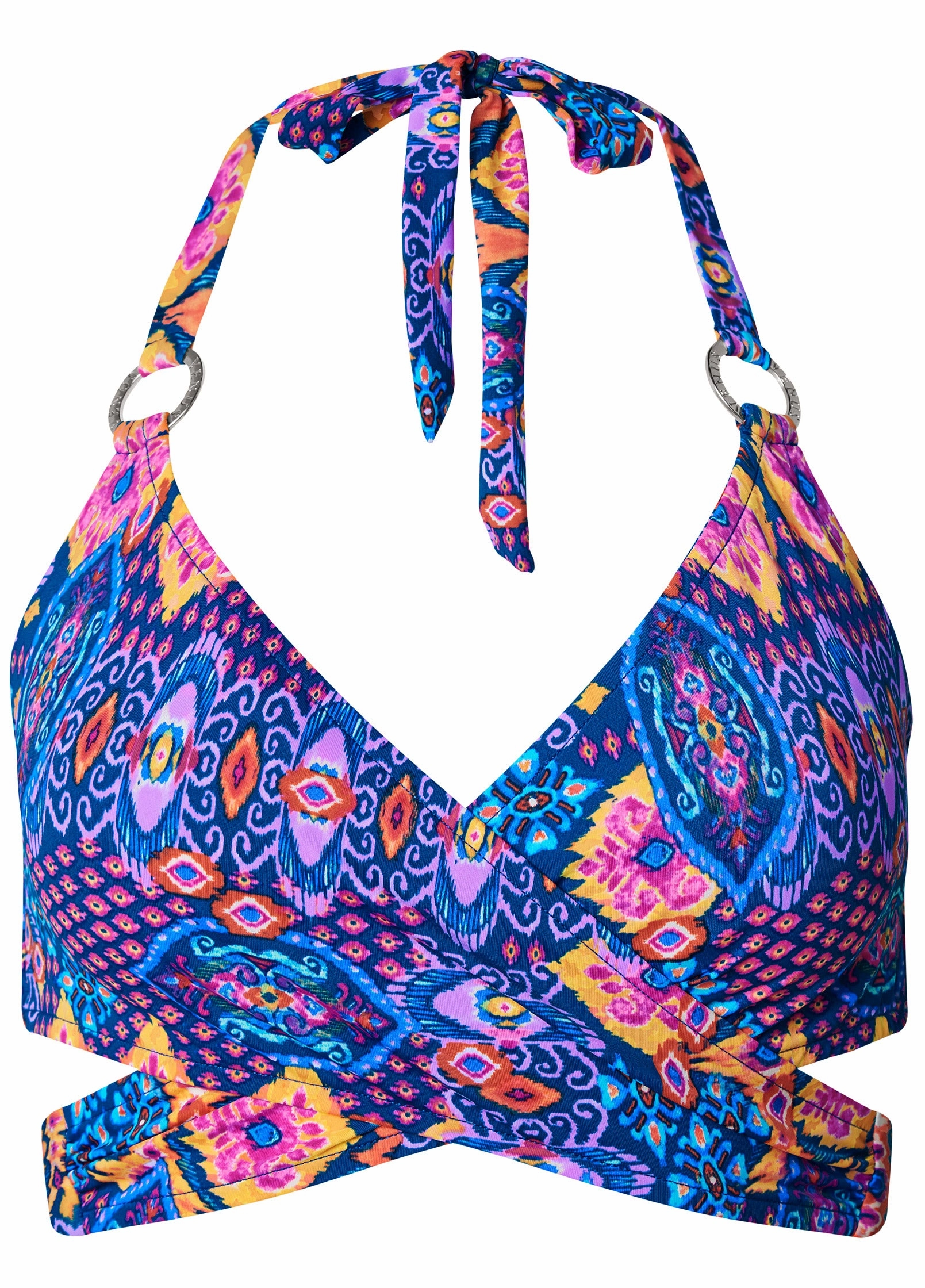 Laguna Wrap Bikini Top - Mosaic Brights