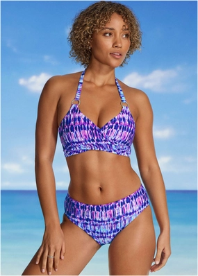 Laguna Wrap Underwire Top - Blurred Leopard Stripe