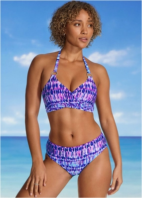 Laguna Wrap Underwire Top - Blurred Leopard Stripe