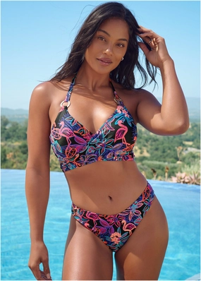 Laguna Wrap Underwire Top - Tropical Flash
