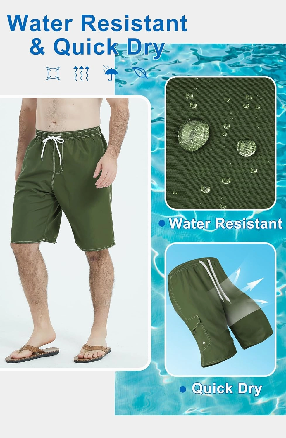 Landisun Mens Swim Trunks Board Shorts Swimsuit Swimwear Swim Shorts Bathing Suits Quick Dry with Mesh Lining