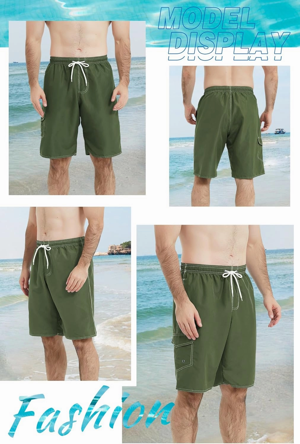 Landisun Mens Swim Trunks Board Shorts Swimsuit Swimwear Swim Shorts Bathing Suits Quick Dry with Mesh Lining