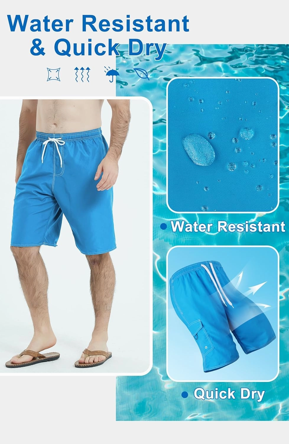 Landisun Mens Swim Trunks Board Shorts Swimsuit Swimwear Swim Shorts Bathing Suits Quick Dry with Mesh Lining