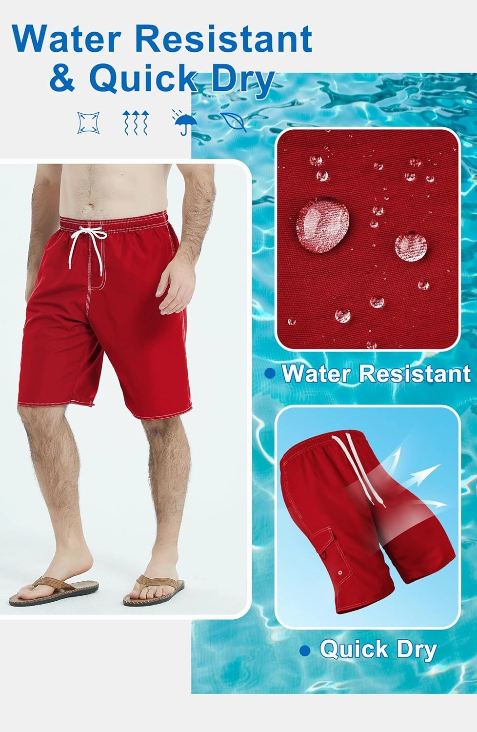Landisun Mens Swim Trunks Board Shorts Swimsuit Swimwear Swim Shorts Bathing Suits Quick Dry with Mesh Lining