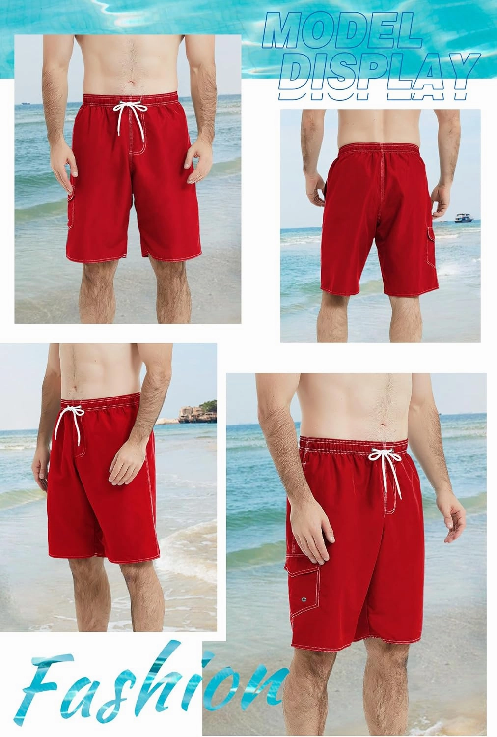 Landisun Mens Swim Trunks Board Shorts Swimsuit Swimwear Swim Shorts Bathing Suits Quick Dry with Mesh Lining