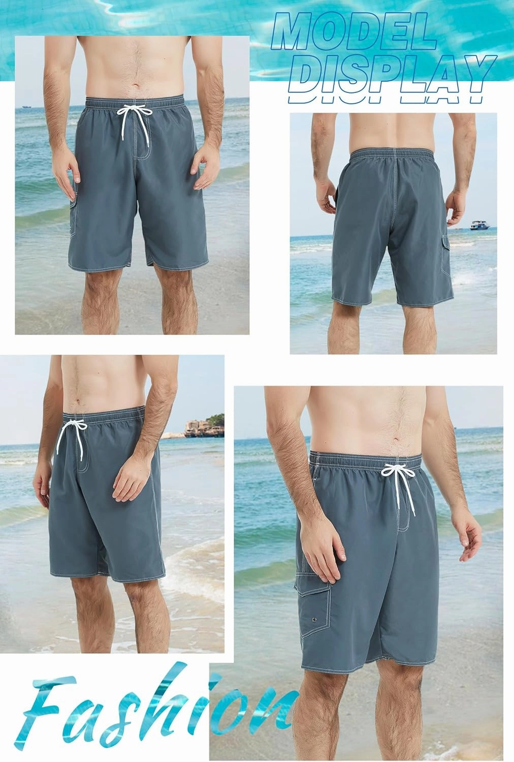 Landisun Mens Swim Trunks Board Shorts Swimsuit Swimwear Swim Shorts Bathing Suits Quick Dry with Mesh Lining