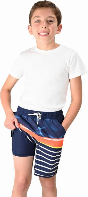 Lands' End Boys' Swimwear UPF 50 Comfort Liner Swim Trunks