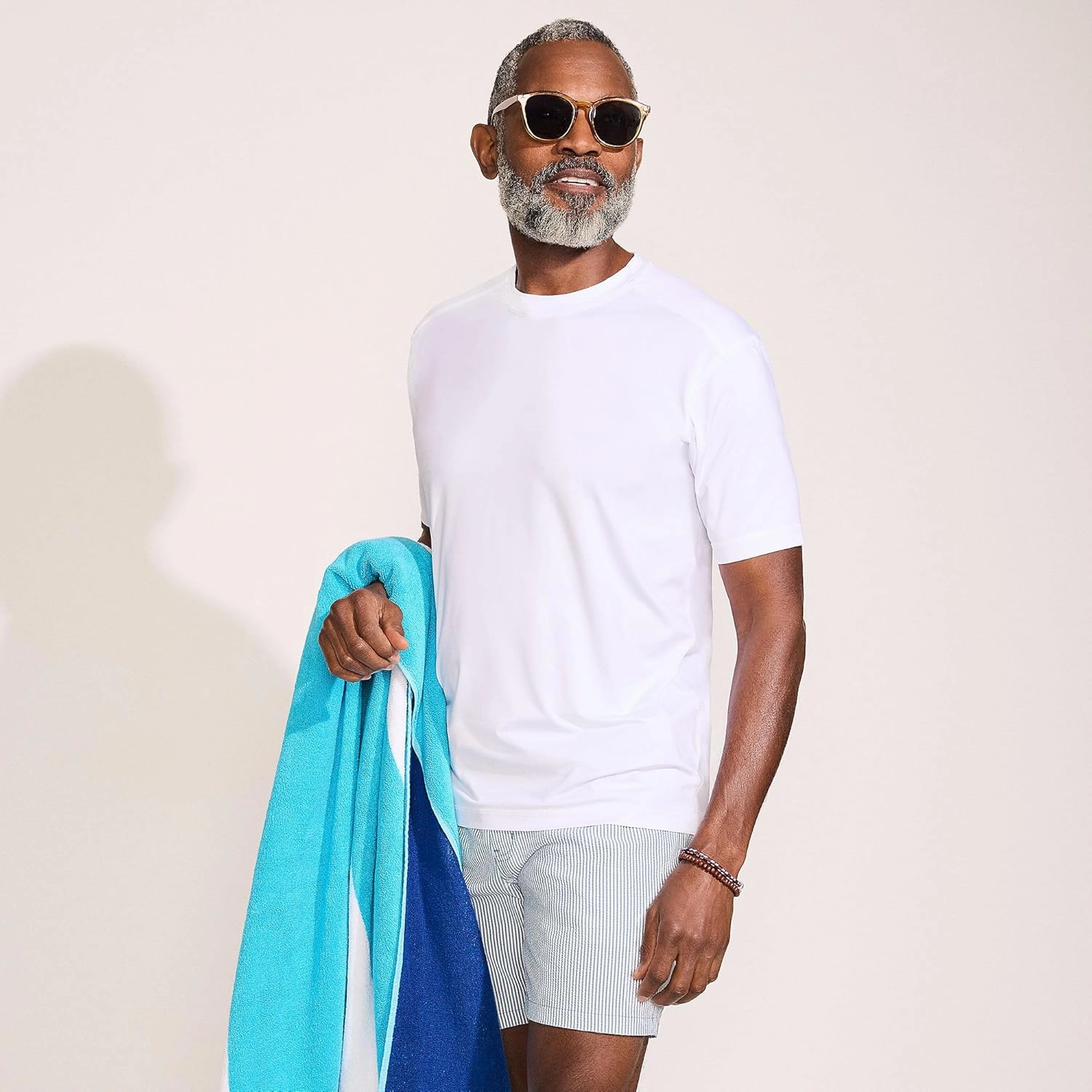 Lands' End Men's Short Sleeve Swim Tee Rash Guard