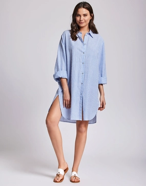 Laura Beach Shirt - Light Blue Stripe