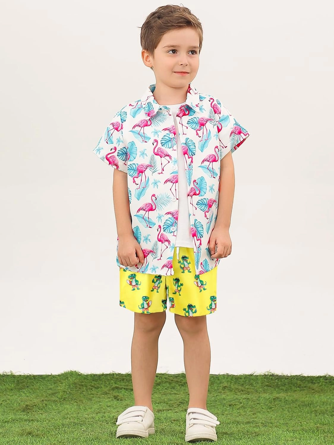 Little Boys Swim Trunks with Boxer Mesh Liner Swim Shorts Kids Quick Dry Bathing Suit Swimwear 4-12T