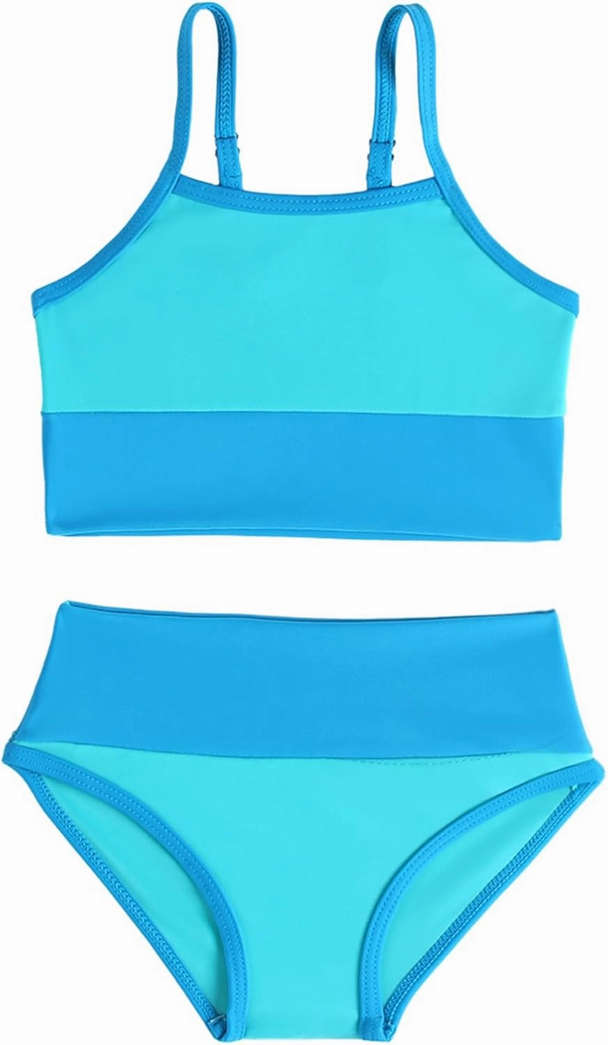 Little Girl Swimsuit Casual Swimwear Kids Two Piece Color Block Bathing Suits Beach Bikini Set 3-8 Years