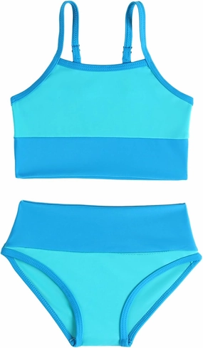 Little Girl Swimsuit Casual Swimwear Kids Two Piece Color Block Bathing Suits Beach Bikini Set 3-8 Years