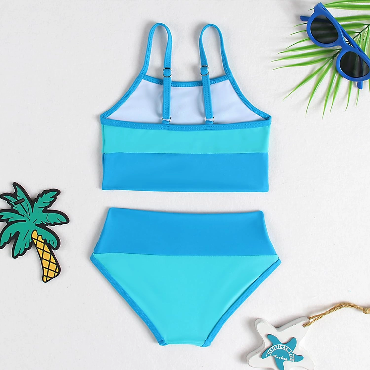 Little Girl Swimsuit Casual Swimwear Kids Two Piece Color Block Bathing Suits Beach Bikini Set 3-8 Years