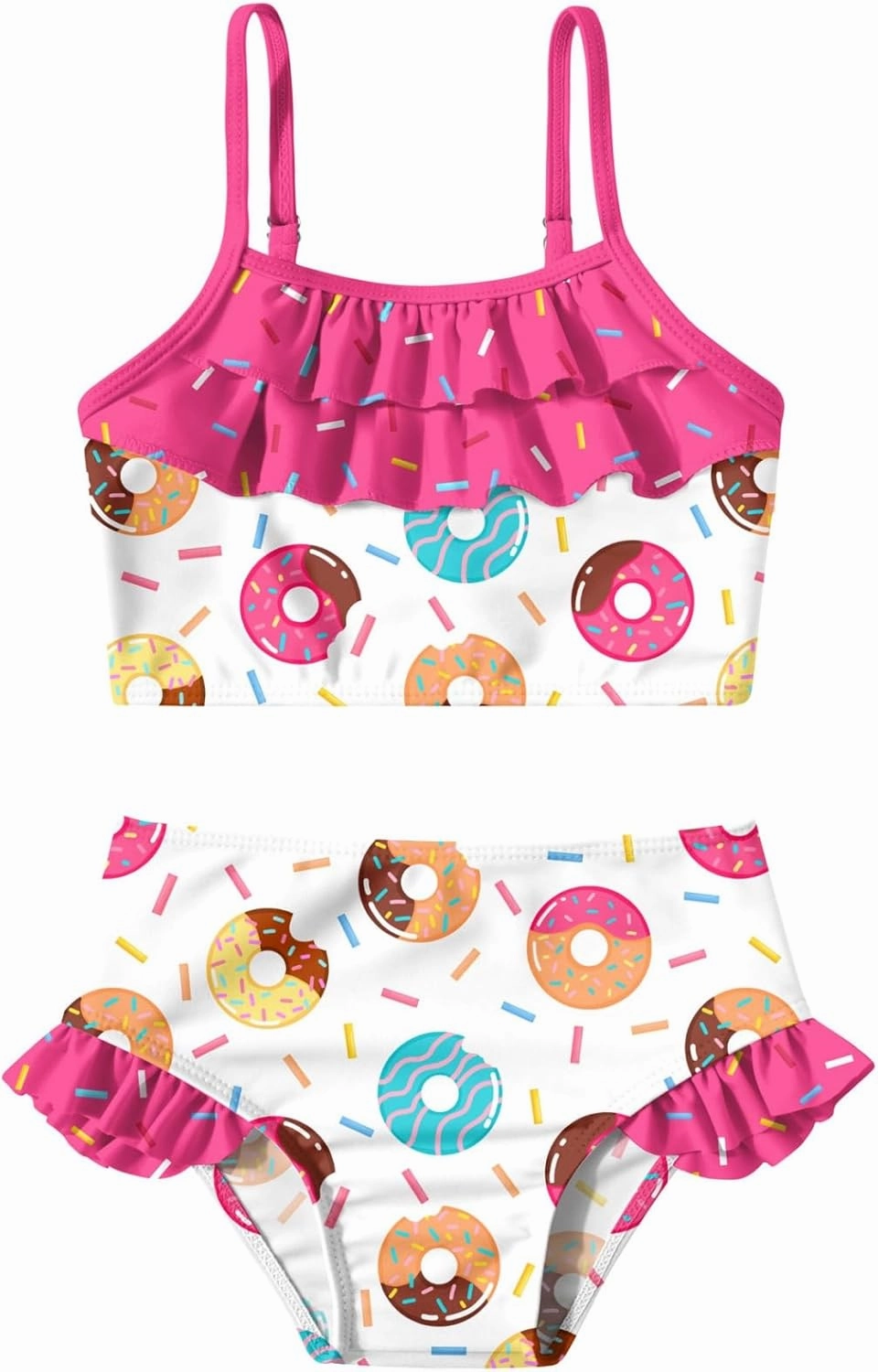 Little Girls Two Piece Mermaid Bikini Set Ruffle Adjustable Summer Beach Bathing Swimsuit 3-7 Years for Kids
