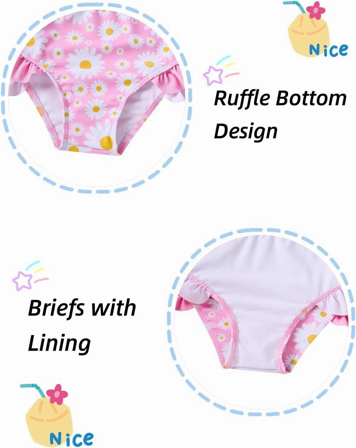 Little Girls Two Piece Mermaid Bikini Set Ruffle Adjustable Summer Beach Bathing Swimsuit 3-7 Years for Kids